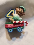 Hallmark Teddy Bear Train Ornament Peppermint Express My 4TH Christmas. Fixed Price $6.99.