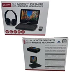 Portable Bluetooth Dvd Player 10.1" W/ Wireless Headphones Rotate Gpx PDB1077B. Fixed Price $53.95.