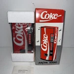 New Vintage 1989 Coke Vending Machine Am/fm Radio Novelty Soda Box Never Used. Fixed Price $55.00.