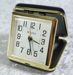 Bulova B6112 Folding Travel Alarm Clock Luminous Hands Tested Works! Hard Shell. Fixed Price $29.95.
