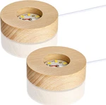 2PCS Led Display Stand For 3D Crystal Glass 2.7IN Resin Art Light Wooden. Fixed Price $18.99.