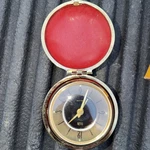 Vintage Elgin Wind Up Travel Alarm Clock Round Brown Case *working. Fixed Price $18.24.
