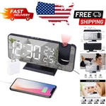 Modern Black Projection Alarm Clock With Fm Radio & Usb Charging - 7.3" Display. Fixed Price $38.71.