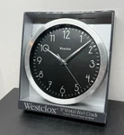 Brand New Unopened Westclox 9" Round Metal Wall Clock Silver Black. Fixed Price $11.50.