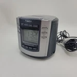Timex T150G Clock Radio And Weather Gray Silver - Tested. Fixed Price $14.95.