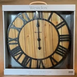 New In Box Wood Westclox 15 3/4" Wall Clock. Model 38067. Roman Numerals.. Fixed Price $15.99.