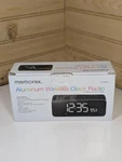 Memorex Aluminum Wireless Clock Radio MCB428B With Usb Cord And Manuel. Fixed Price $24.95.