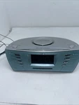 Timex T439S Sound Chamber Dual Alarm Clock Radio Am/fm Vintage Silver Blue J40. Fixed Price $19.99.