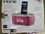 Ihome ID38 Charging Alarm Clock Radio Stereo Fm Pink Silver Open Box. Fixed Price $45.00.