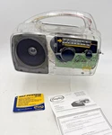 Vtg Prison Radio Freeplay Self Powered Am/fm Solar Crank Clear See Through. Fixed Price $24.99.