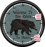 Personalized Bear Lodge Cabin Rv Trailer Wildlife Camping Decor Sign Wall Clock. Fixed Price $26.95.
