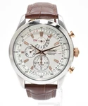 Seiko 7T86-0AC0 Quartz Men's Watch White Dial Perpetual Calendar Chrono 44MM. Fixed Price $299.99.