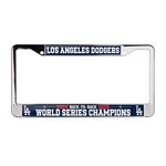 Dodgers Back To 24-25 Ws Champs 3D 2-HOLE Chrome License Plate Frame. Fixed Price $25.95.