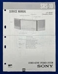 Original Sony SRS-10 Stereo Speaker System Service Manual. Fixed Price $19.95.