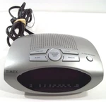 Timex Large Display Alarm Clock Radio, Silver, Model T228T, Works. Fixed Price $10.95.