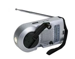 Kaito KA006 Hand Crank Emergency Am/fm Radio With Flashlight, Silver Color. Fixed Price $18.00.