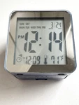 Lexon Cube Alarm Clock LR103 Marc Berthier, Blue, Day Month Date Time Temp. Fixed Price $34.22.