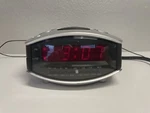 Durabrand Am/fm Alarm Clock Radio Model CR-502 Silver & Black W/ Red Display. Fixed Price $10.00.