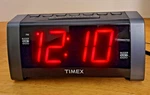 Timex T235 Double Alarm Am/fm Clock Radio Black W/ Jumbo Red Numbers. Tested. Fixed Price $14.95.