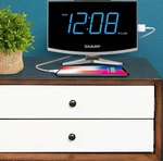 Sharp Digital Alarm Clock SPC083 Usb Charging Port Dual Blue Led Silver. Fixed Price $15.00.