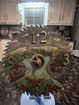 Saw Blade Metal Round Hanging Wall Clock Quartz Battery Cabin Mountain Scene. Fixed Price $35.00.