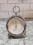 Pottery Barn Kids Silver Alarm Clock Pink Numbers Green Hands Battery Tabletop. Fixed Price $11.24.