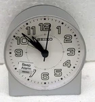 Seiko - Silver Round White Face Quiet Sweep Alarm Clock QHE084SLH. Fixed Price $19.99.