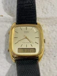 Seiko Quartz Analog-digital Alarm Chronograph Gold Dial 32-35.9MM Leather. Fixed Price $122.00.