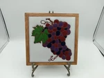 Italian Tile Purple Grapes Wood Frame Trivet Hot Plate Sima Ceramiche. Fixed Price $12.52.