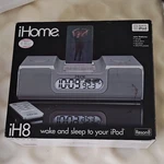 Ihome IH8 Digital Clock Radio Ipod Dock Dual Alarm Remote Silver. Fixed Price $28.00.