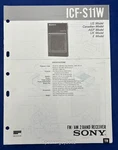 Original Sony ICF-S11W 2-BAND Receiver Service Manual. Fixed Price $14.95.
