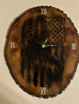 Handcrafted Custom Walnut Clock Elk On American Flag. Fixed Price $100.00.