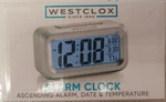 New Westclox Blue Lcd Alarm Clock 70045A Battery Powered Silver Digital. Fixed Price $19.50.