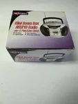 New Sentry Mini Boom Box Am/fm Radio 5 Function Clock Antenna Twin Speakers Slv. Fixed Price $9.99.