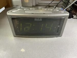 Rca Alarm Clock Radio Am/fm Silver Body Green Led RP3715A Tested W/ Talk Mode. Fixed Price $18.00.